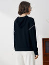 COMOBOCA 100% Cashmere Women's Flower Embroidered Hoodie