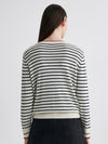 COMOBOCA 100% Cashmere Women's Striped Round Neck Sweater