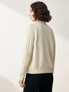 COMOBOCA 100% Cashmere Women's V-Neck Cable Knit Cardigan
