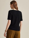 COMOBOCA Women's Wool Worsted Center Seam Knit T-shirt