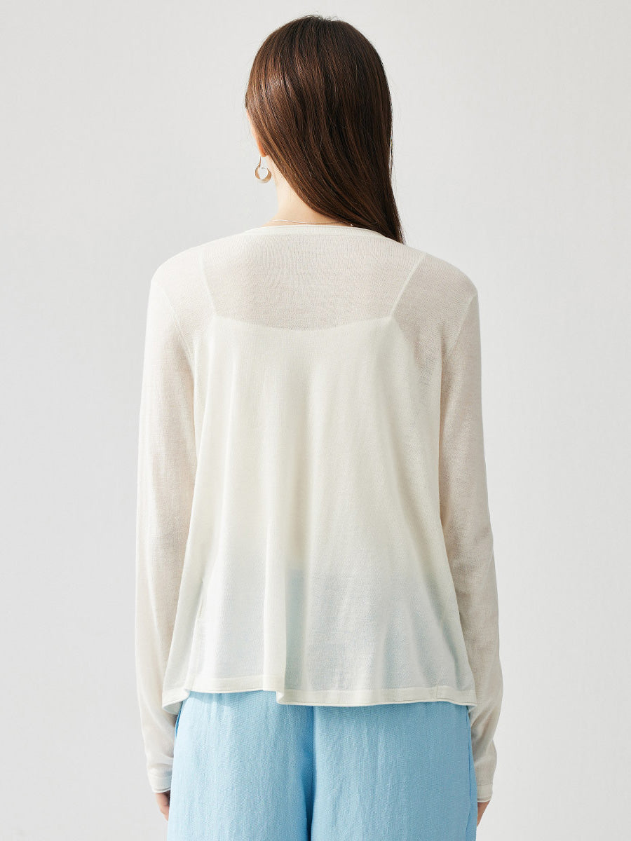 COMOBOCA Women's Button-Up Cardigan with Cable Knit Detail