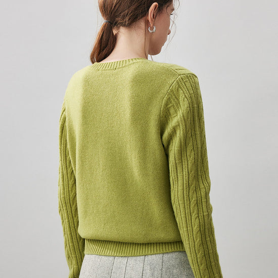 COMOBOCA 100% Cashmere Women's Cable Button Front Knit Cardigan