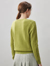 COMOBOCA 100% Cashmere Women's Cable Button Front Knit Cardigan