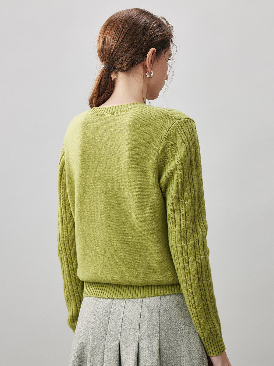 COMOBOCA 100% Cashmere Women's Cable Button Front Knit Cardigan
