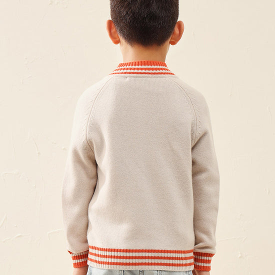 COMOBOCA 100% Wool Kid's Cable Knit Zip Up Coat
