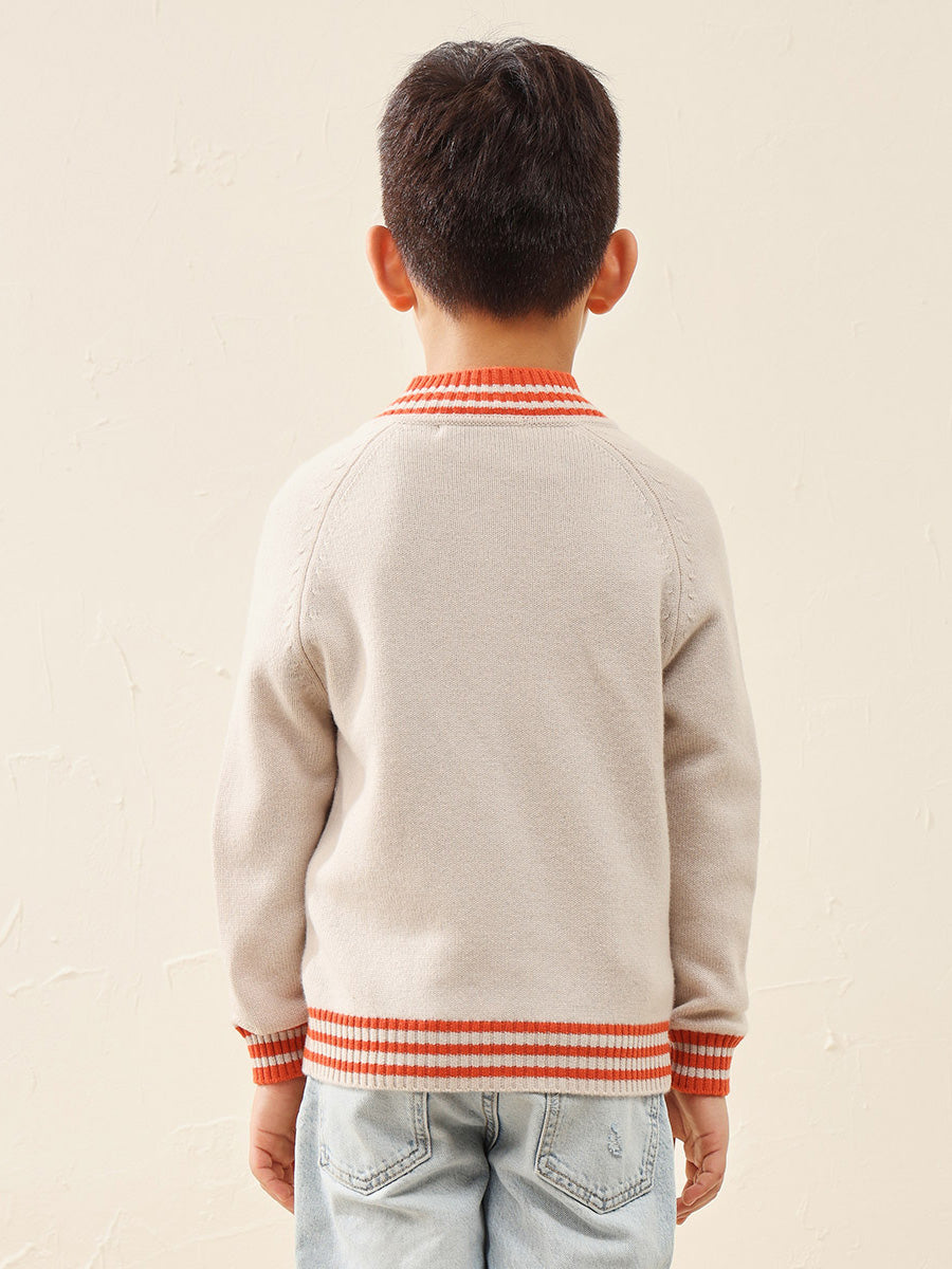 COMOBOCA 100% Wool Kid's Cable Knit Zip Up Coat