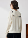 COMOBOCA 100% Cashmere Women's Sailor Collar Cable Knit Sweater