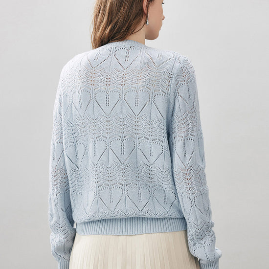 COMOBOCA Women's Chic Heart Patterned Button Cardigan