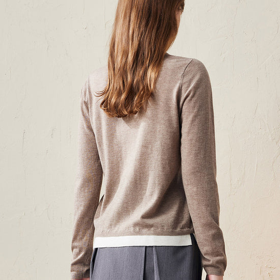 COMOBOCA 100% Wool Women's Layered Look Pullover Sweater