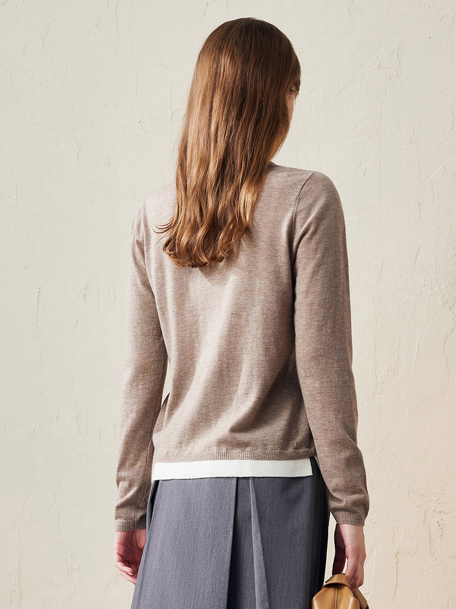 COMOBOCA 100% Wool Women's Layered Look Pullover Sweater