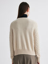 COMOBOCA 100% Cashmere Women's Cable Zip Up Knit Cardigan