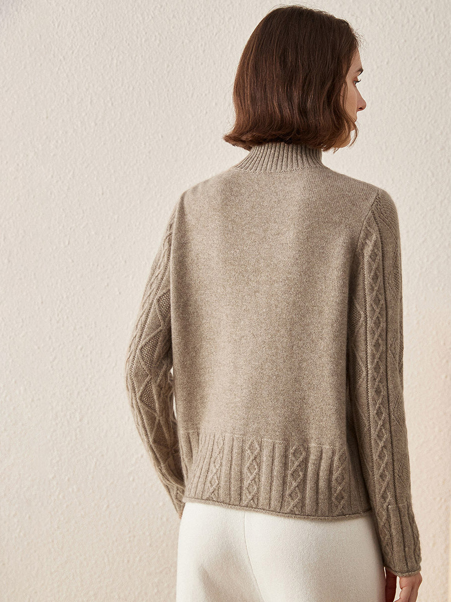 COMOBOCA 100% Cashmere Women's Knit Zip Up Cardigan Sweater