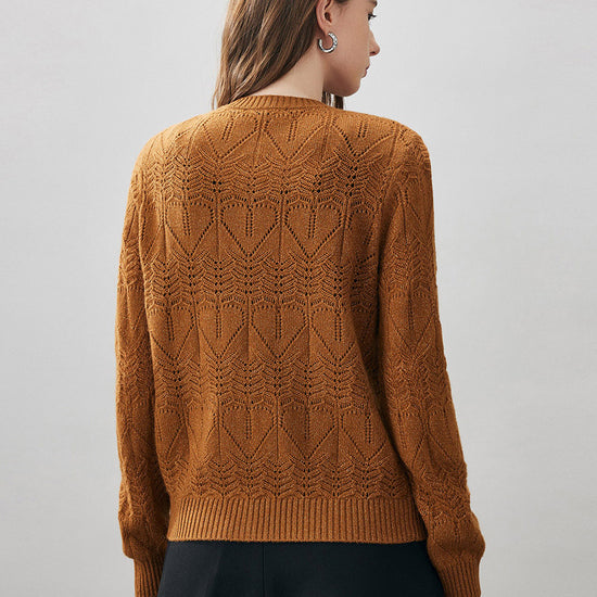 COMOBOCA Women's Chic Heart Patterned Button Cardigan