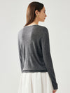 COMOBOCA Women's Rhinestone Detail Crewneck Knit Sweater