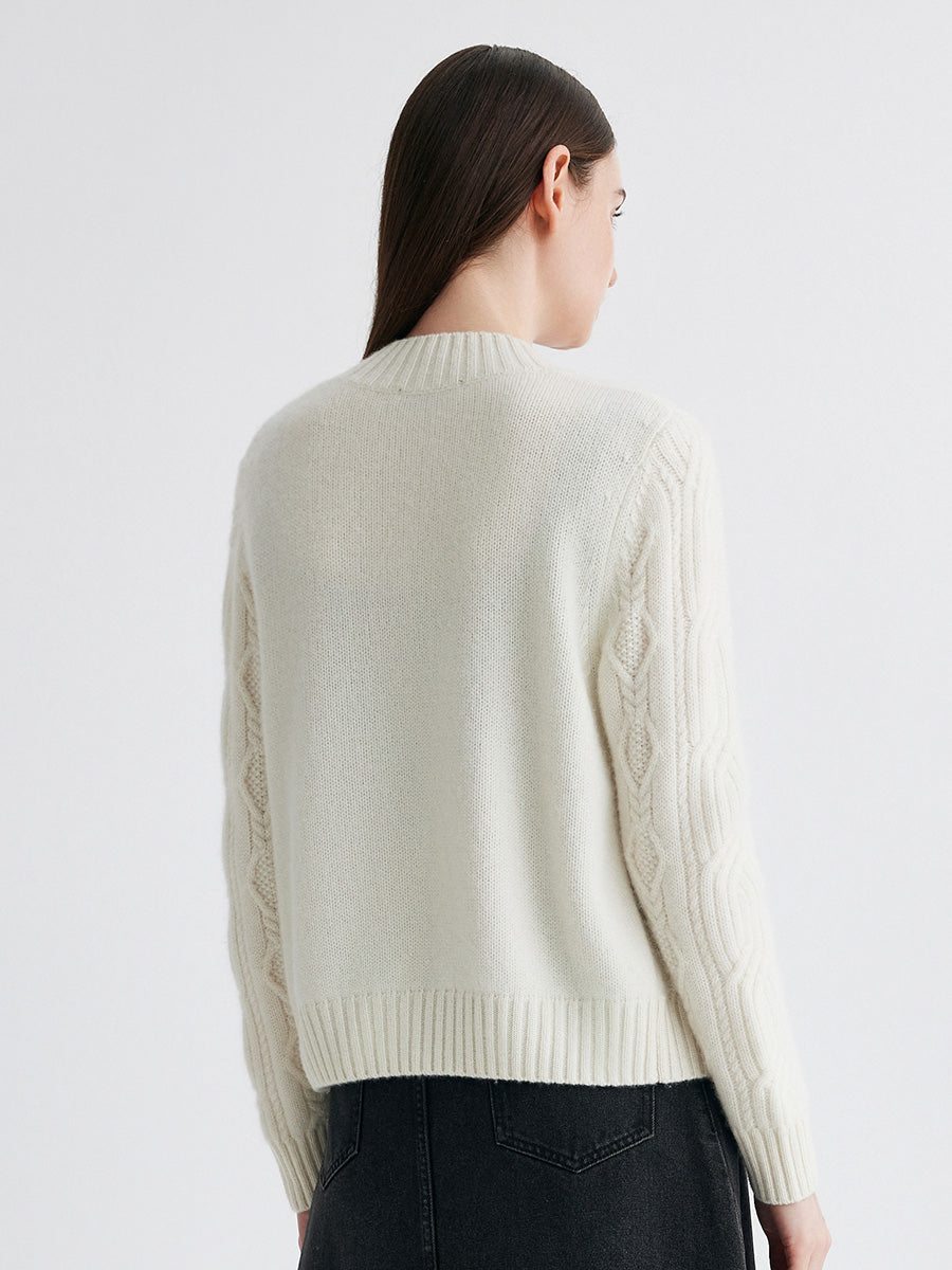 COMOBOCA 100% Cashmere Women's Cable Knit Zip Up Cardigan