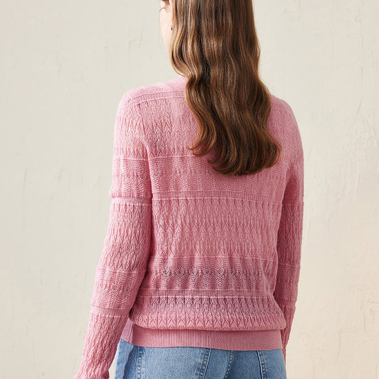 COMOBOCA 100% Wool Women's Stylish Lace Knit Sweater