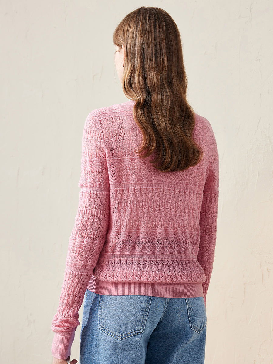 COMOBOCA 100% Wool Women's Stylish Lace Knit Sweater