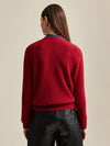 COMOBOCA 100% Cashmere Women's V-Neck Ribbed Button Cardigan