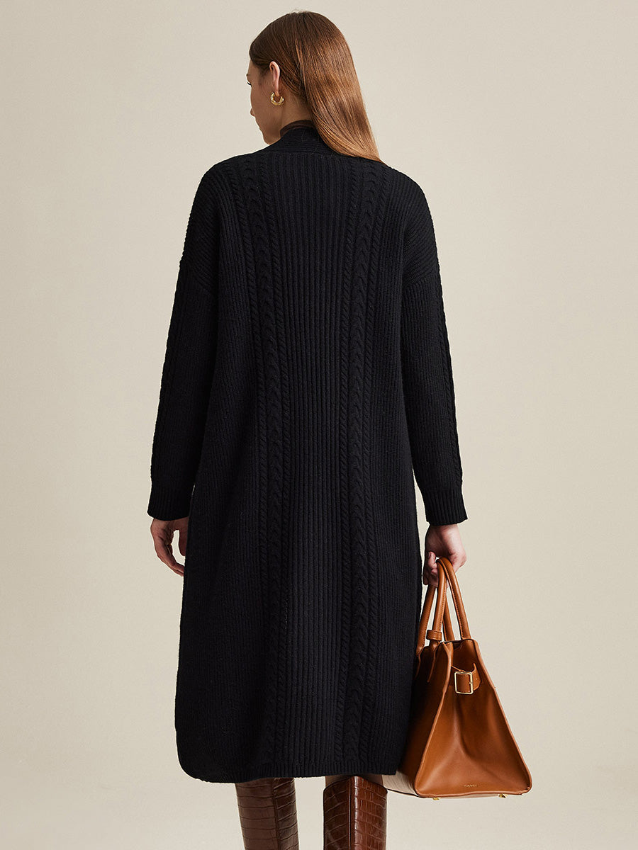 COMOBOCA 100% Wool Women's Cardigan Long Knit Coats with Pockets