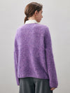 COMOBOCA 100% Wool Women's Fuzzy Round Neck Sweater