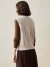 COMOBOCA 100% Cashmere Women's Bow Detailing Cable Knit Vest