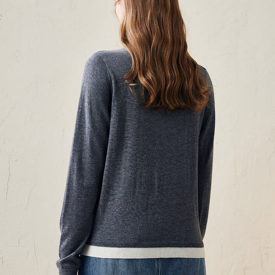 COMOBOCA 100% Wool Women's Layered Look Pullover Sweater