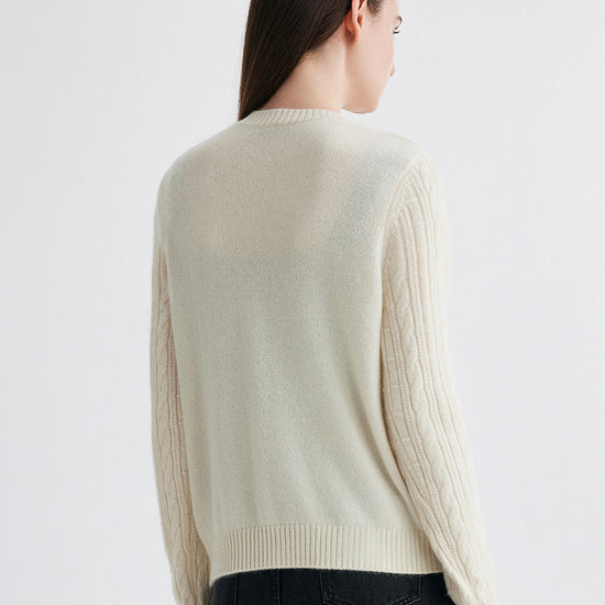 COMOBOCA 100% Cashmere Women's Cable Button Front Knit Cardigan