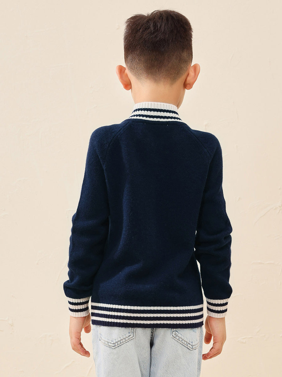 COMOBOCA 100% Wool Kid's Cable Knit Zip Up Coat