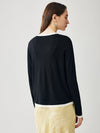 COMOBOCA Women's Ribbed V-neck Cardigan with White Trim