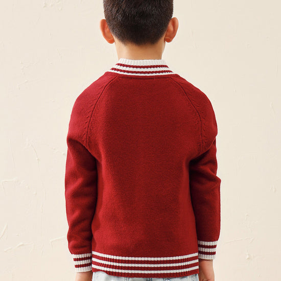 COMOBOCA 100% Wool Kid's Cable Knit Zip Up Coat