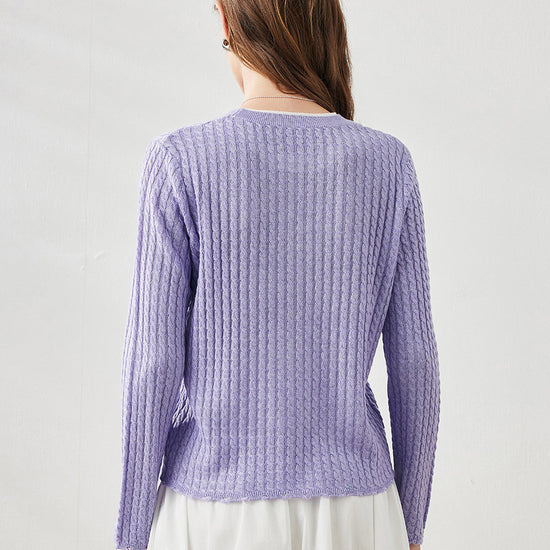 COMOBOCA Women's Cable Knit Ribbed Sweater