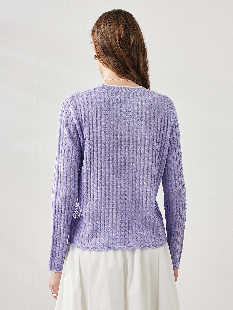 COMOBOCA Women's Cable Knit Ribbed Sweater