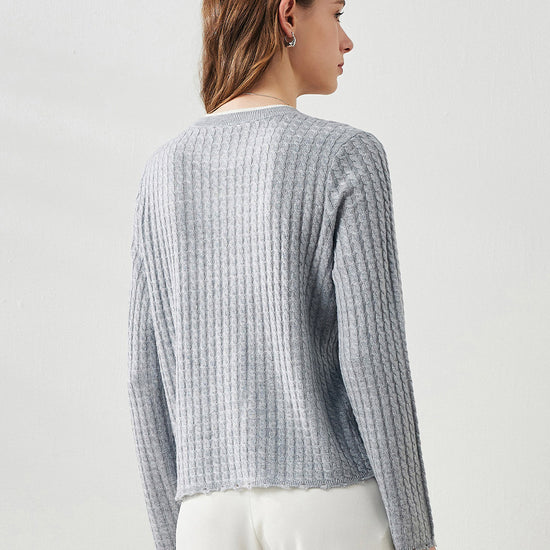 COMOBOCA Women's Cable Knit Ribbed Sweater