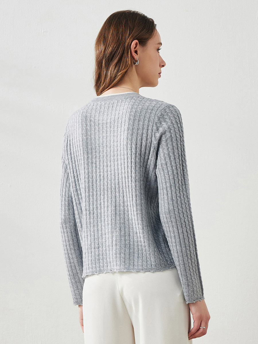 COMOBOCA Women's Cable Knit Ribbed Sweater