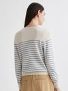 COMOBOCA 100% Cashmere Women's Striped Round Neck Sweater