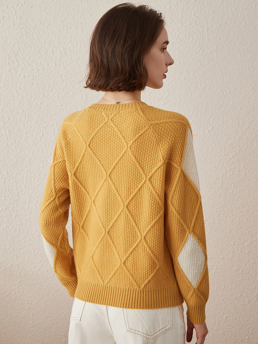 COMOBOCA 100% Cashmere Women's Sweater with Gold&Silver Threads