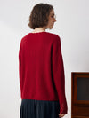 COMOBOCA 100% Cashmere Women's V-Neck Loose Knit Sweater