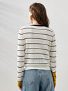 COMOBOCA Women's Striped Ribbed Button Down Cardigan