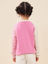 COMOBOCA 100% Wool Kid's Color Block Striped Sleeve Knit Sweater