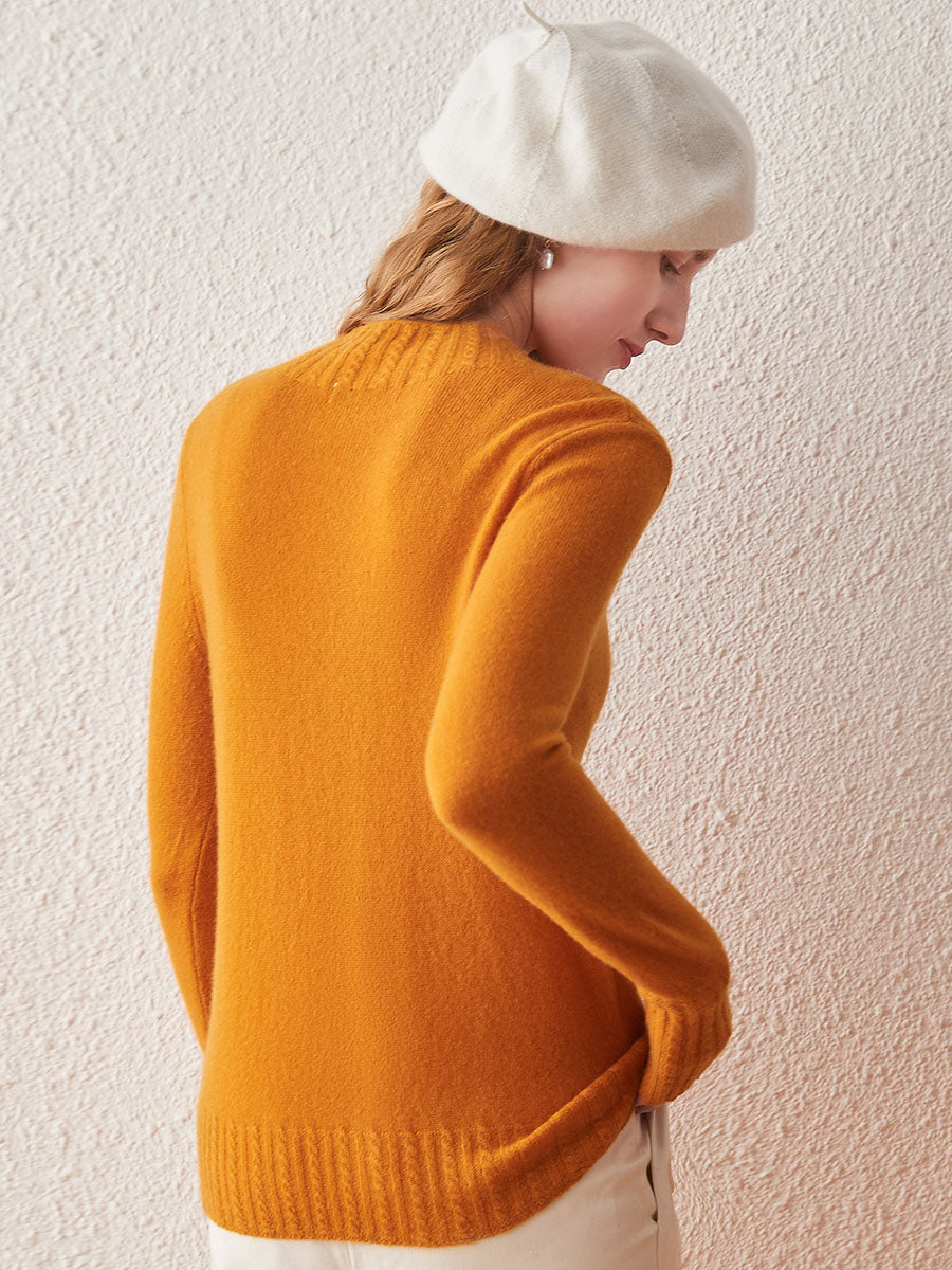 COMOBOCA 100% Cashmere Women's Mock Neck Knit Sweater