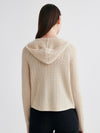 COMOBOCA 100% Cashmere Women's Cable Knit Zip Up Hoodie