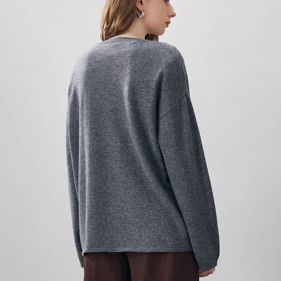 COMOBOCA 100% Wool Women's Oversized U-Neck Sweater