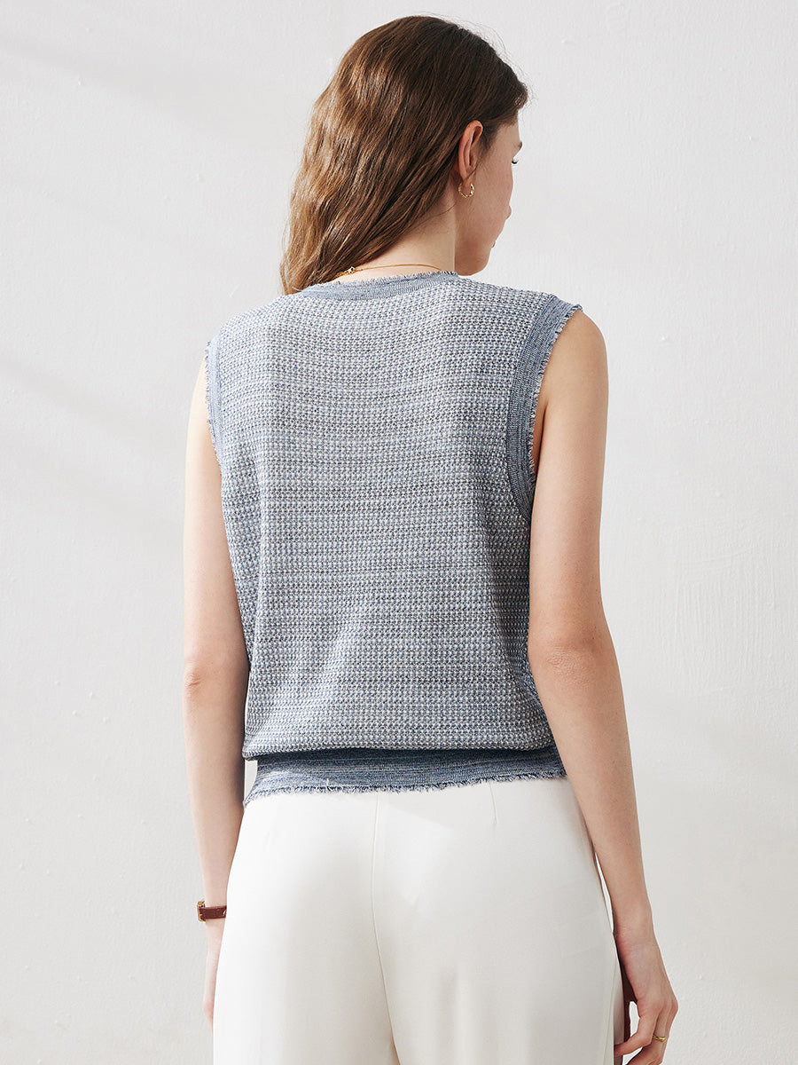 COMOBOCA Women's Frayed Edge Textured Tank Top