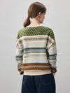 COMOBOCA 100% Cashmere Women's Fair Isle Round Neck Sweater