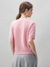 COMOBOCA 100% Cashmere Women's Embroidered Logo Short Sleeve Sweater