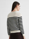 COMOBOCA 100% Cashmere Women's Striped Round Neck Sweater