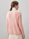 COMOBOCA 100% Cashmere Women's Ribbed Crochet Lace Cuffs Sweater
