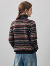 COMOBOCA 100% Cashmere Women's Fair Isle Turtleneck Sweater
