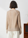 COMOBOCA 100% Cashmere Women's Round Neck Ribbed Sweater