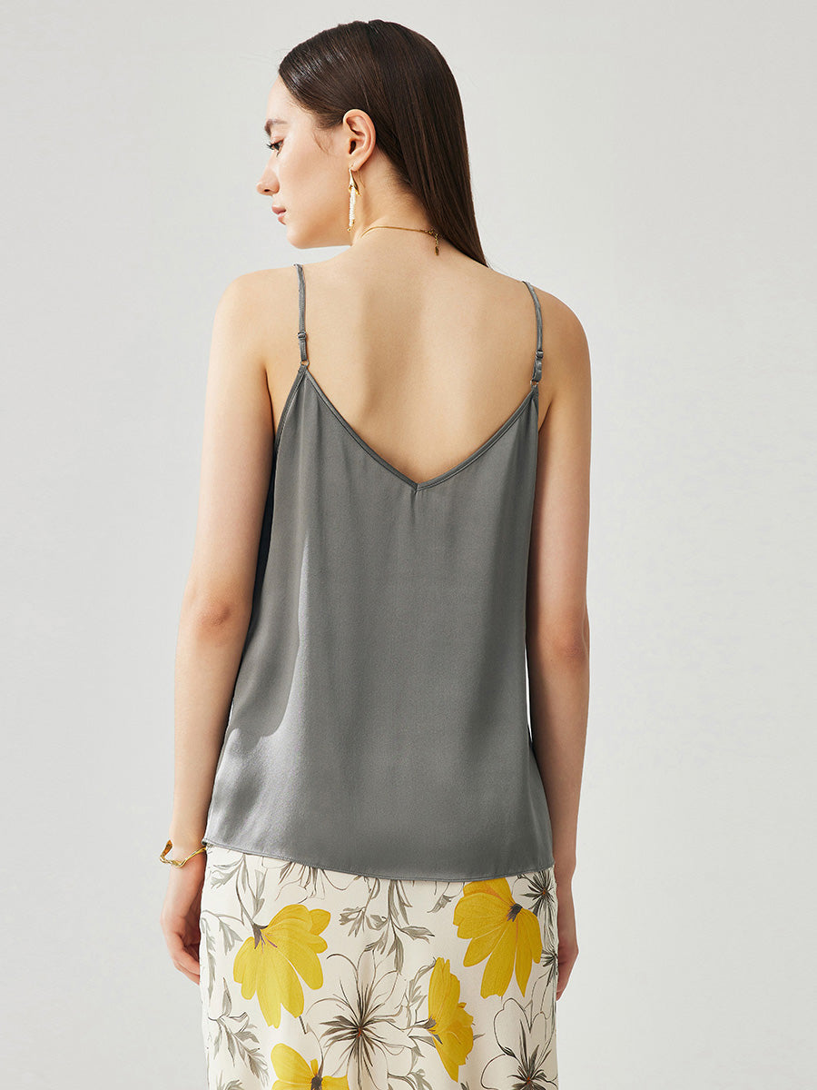 COMOBOCA Women's Silk Adjustable Straps V-Neck Camisole